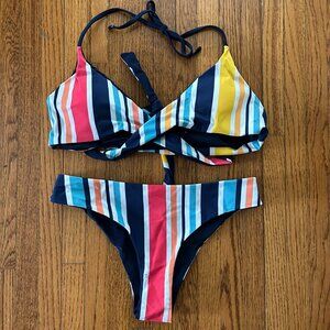 women's bikini striped xs